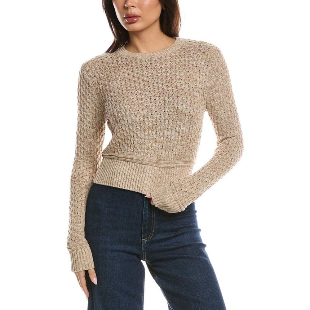 Wispr Womens  Cable Twist Yarn Crewneck Sweater, Brown